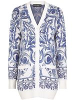 Dolce & Gabbana cardigan en soie à imprimé Majolica - Blanc