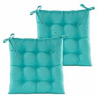 Stoelkussen gewatteerd - 2x - turquoise blauw - 38 x 38 cm - binnen/buiten - thumbnail