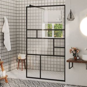 VidaXL Inloopdouchewand 90x195 cm esg-glas transparant en zwart