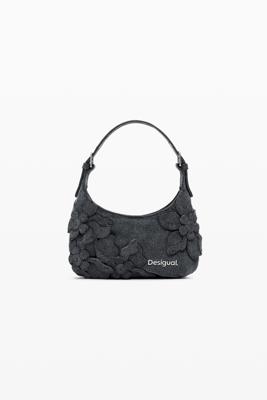 Kleine tas met bloemenapplicaties - BLACK - U