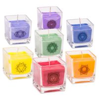 Geurkaars in Glas 7 Chakra - Koolzaadwas Ecologisch (set van 7)