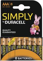 8 x AAA Duracell alkaline batterijen - Voordeelblister