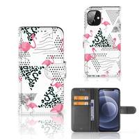 Apple iPhone 12 Mini Telefoonhoesje met Pasjes Flamingo Triangle