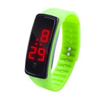 LED digitale display siliconen armband kinderen elektronische horloge (groen)