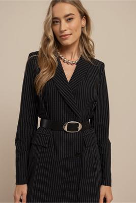 River pinstripe blazer dress - black/off white - 13626