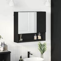 Spiegelkast met plank Zwart 59 x 17 x 55 cm Bewerkt hout