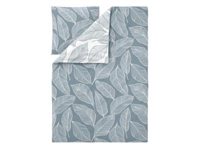LIVARNO Satijnen dekbedovertrek140 x 200 cm (Bladeren/blauw)