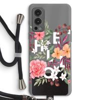 Hello in flowers: OnePlus Nord 2 5G Transparant Hoesje met koord