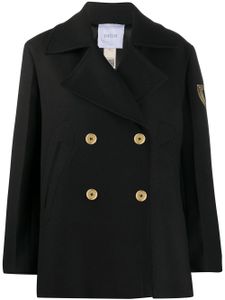 Patou manteau en laine à logo brodé - Noir