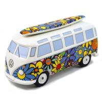 Spaarpot hippie flower power VW T1 busje - porselein - 21 x 9 cm - Cadeau