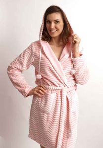 Zacht roze fleece badjas zigzag-xl