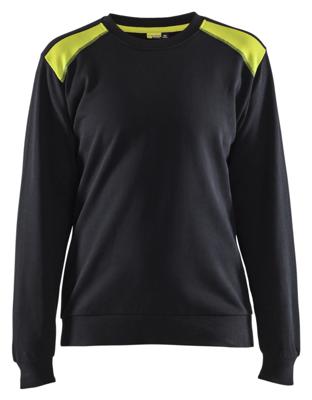 Blåkläder Sweatshirt bicolour Dames 34081158 | Zwart/High-Vis Geel | Maat XXL - 7330509814703
