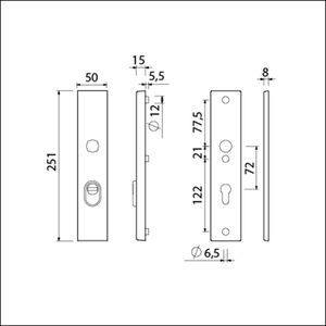 Ami vh-langschild 251/50/15 KT ZS zwart pc72 dd 63/67mm SKG3