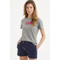 Superdry high waist sweatshort met logo donkerblauw - thumbnail