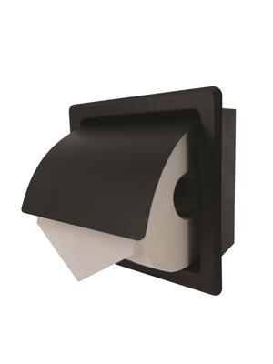 L&apos;Aqua RVS inbouw toiletrolhouder Mat zwart