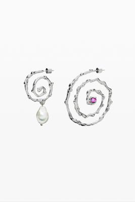 Oorbellen met onregelmatige spiralen zilverlaag Zalio - BLACK - U