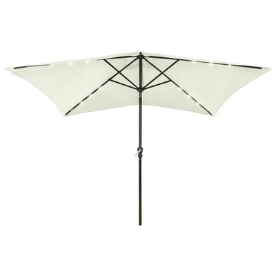 VidaXL Parasol met led&apos;s en stalen paal 2x3 m zandkleurig