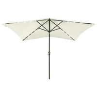 VidaXL Parasol met led&apos;s en stalen paal 2x3 m zandkleurig
