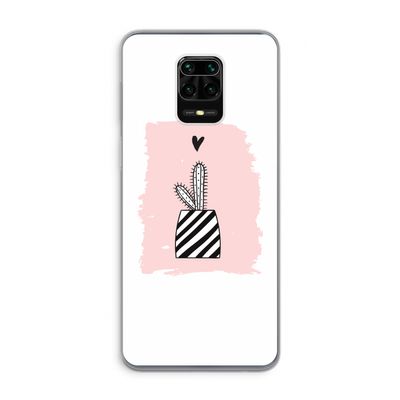 Zwart-wit cactus: Xiaomi Redmi Note 9 Pro Transparant Hoesje