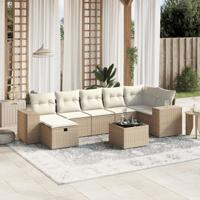 8-delige Loungeset met kussens poly rattan beige