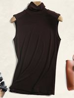 Casual Turtleneck Plain Tank Top