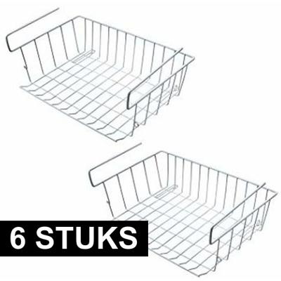 Storage Solutions Opberg/opruim hangmandje - 6x - kastmandje - 40x27x14 cm - metaal - wit
