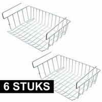 Storage Solutions Opberg/opruim hangmandje - 6x - kastmandje - 40x27x14 cm - metaal - wit