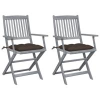 Tuinstoelen 2 st inklapbaar met kussens massief acaciahout