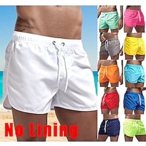 Voor heren Boardshorts Zwemshorts Lange zwembroeken Trekkoord Effen Sneldrogend Lichtgewicht Hardlopen Zwembad Klassiek Casual / sportief Zwart Wit Lightinthebox