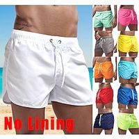 Voor heren Boardshorts Zwemshorts Lange zwembroeken Trekkoord Effen Sneldrogend Lichtgewicht Hardlopen Zwembad Klassiek Casual / sportief Zwart Wit Lightinthebox - thumbnail