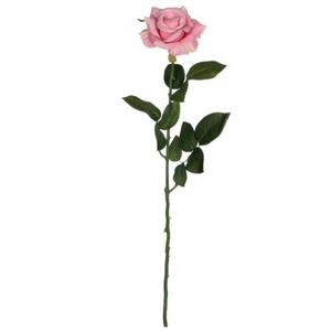 Kunstplant bloem - roos - roze - 66 cm - kunstbloemen/tak - kunststof decoratie