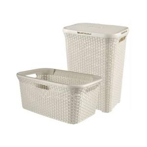 Curver Style Wasmand met Deksel 60L + Wasmand 45L - Wit