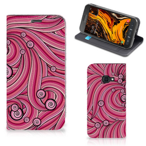 Samsung Galaxy Xcover 4s Bookcase Swirl Pink