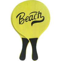 Houten beachball set neon geel - thumbnail