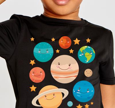 Kinder t-shirt Tekenfilm smiley planeten