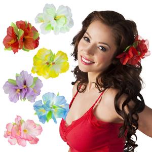 Hawaii bloemen verkleed haarclip - Carnaval verkleed artikelen - Dames - gekleurd