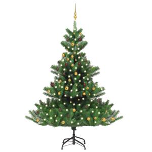 VidaXL Kunstkerstboom Nordmann met LED&apos;s en kerstballen 240 cm groen