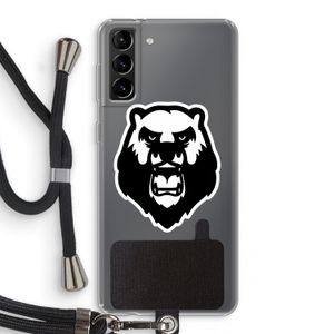 Angry Bear (white): Samsung Galaxy S21 Plus Transparant Hoesje met koord