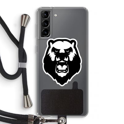 Angry Bear (white): Samsung Galaxy S21 Plus Transparant Hoesje met koord