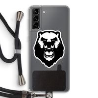 Angry Bear (white): Samsung Galaxy S21 Plus Transparant Hoesje met koord