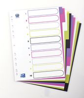 OXFORD MyColour tabbladen, formaat A4, uit gekleurde PP, 11-gaatsperforatie, 10 tabs - thumbnail