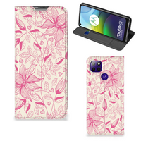 Motorola Moto G9 Power Smart Cover Pink Flowers - thumbnail