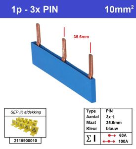 SEP Verdeelkam 1f pin 3 mod 36mm blauw P01103B00
