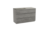 Storke Edge staand badmeubel 120 x 52 cm beton donkergrijs met Diva asymmetrisch linkse wastafel in top solid zijdegrijs