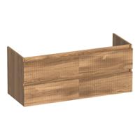 Brauer Joy Wavy - Onderkast - 120 cm - met 4 Softclose Lades Greeploos en 2 Sifon Uitsparingen - Honey