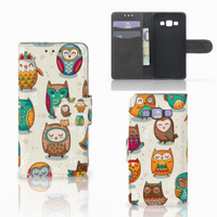 Samsung Galaxy A3 2015 Telefoonhoesje met Pasjes Vrolijke Uilen - thumbnail