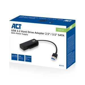 ACT AC1515 tussenstuk voor kabels 2.5/3.5" SATA USB A Zwart