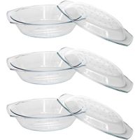 3x Ovenschalen rond 33 x 20 x 9 cm van glas