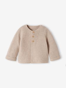 Fijnmazig baby vestje van katoen gemêleerd beige