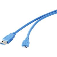Renkforce USB 3.2 Gen 1 (USB 3.0) 0.30 m Blauw Vergulde steekcontacten [1x USB 3.2 Gen 1 stekker A (USB 3.0) - 1x Micro-USB 3.2 Gen 1 B stekker (USB 3.0)] - thumbnail